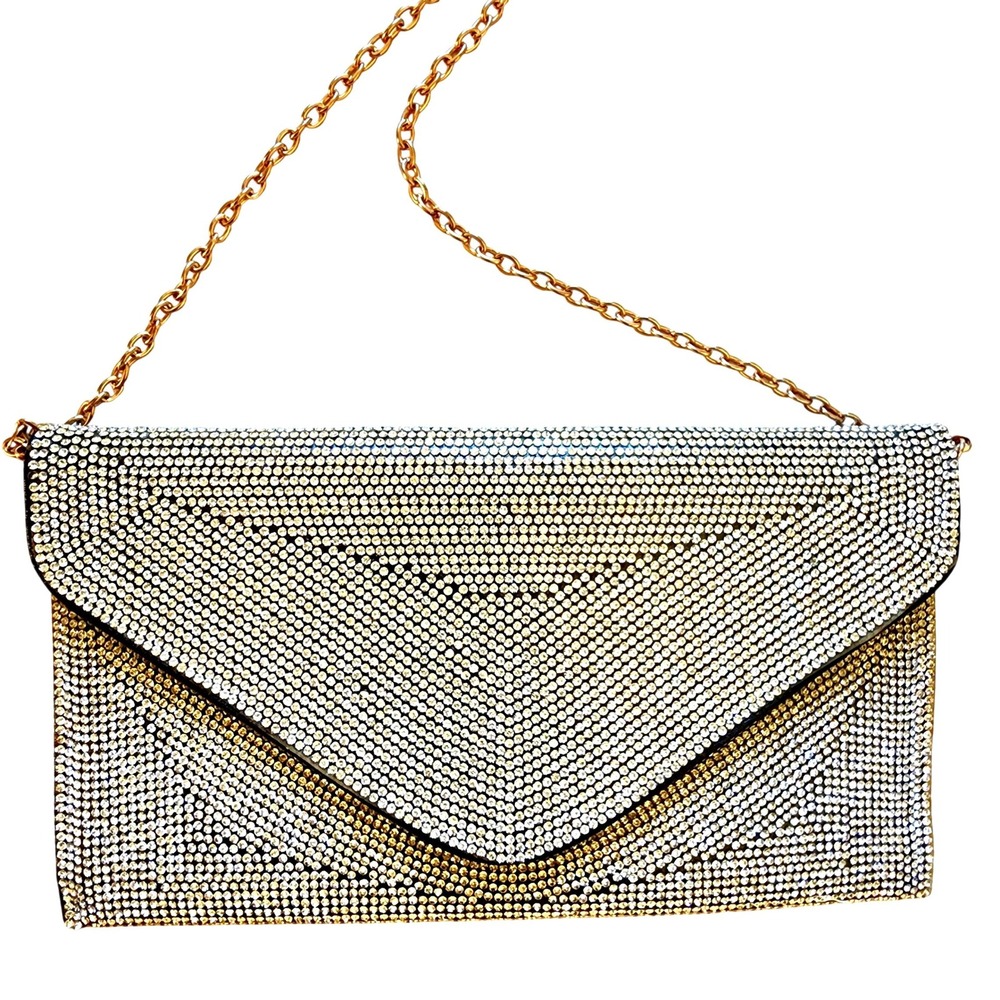 Rhinestone Envelope Clutch Small Silver Bling Evening Bag Formal HOCO Cocktail